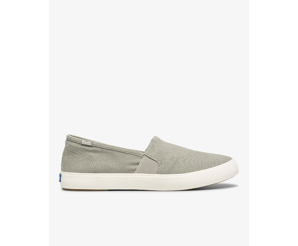 Keds Womens Slip Ons Grey - Clipper Washed Solids - 983GHBKWZ